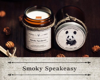 Smoky Speakeasy // Rum, Sweet Tobacco Leaf, Leather & Lime Pub Scented Candle // Vegan Soy Wax with Wood Wick in Apothecary Jar