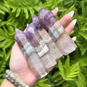 Amethyst Crazy Lace Agate Points | Crystal Towers, Healing Gemstones, Mixed Material, Metaphysical Gift, Spiritual Decor, Intuitively Chosen