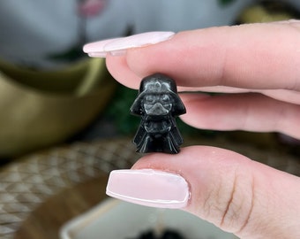 Mini Obsidian and Silver Sheen Obsidian Darth Vader Carvings | Crystal Carvings, Star Wars, Obsidian Carvings, Crystal Minis