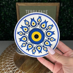 Evil Eye Coasters | Drink Coaster, Boho, Nazar, Turkish Evil Eye, Metaphysical, Housewarming Gift, Individually Sold, Choose Your Own Design