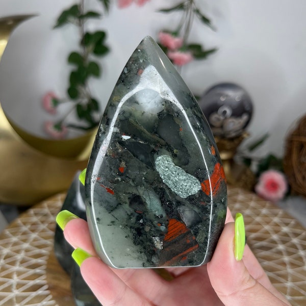 African Bloodstone Teardrops | Bloodstone Crystal, Healing Crystals, Crystal Freeforms, Crystal Carvings, Crystal Teardrop, Choose Your Own