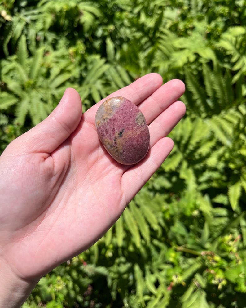 Rhodonite Palm Stones | Crystal Carvings, Worry Stones, Unique, Healing ...