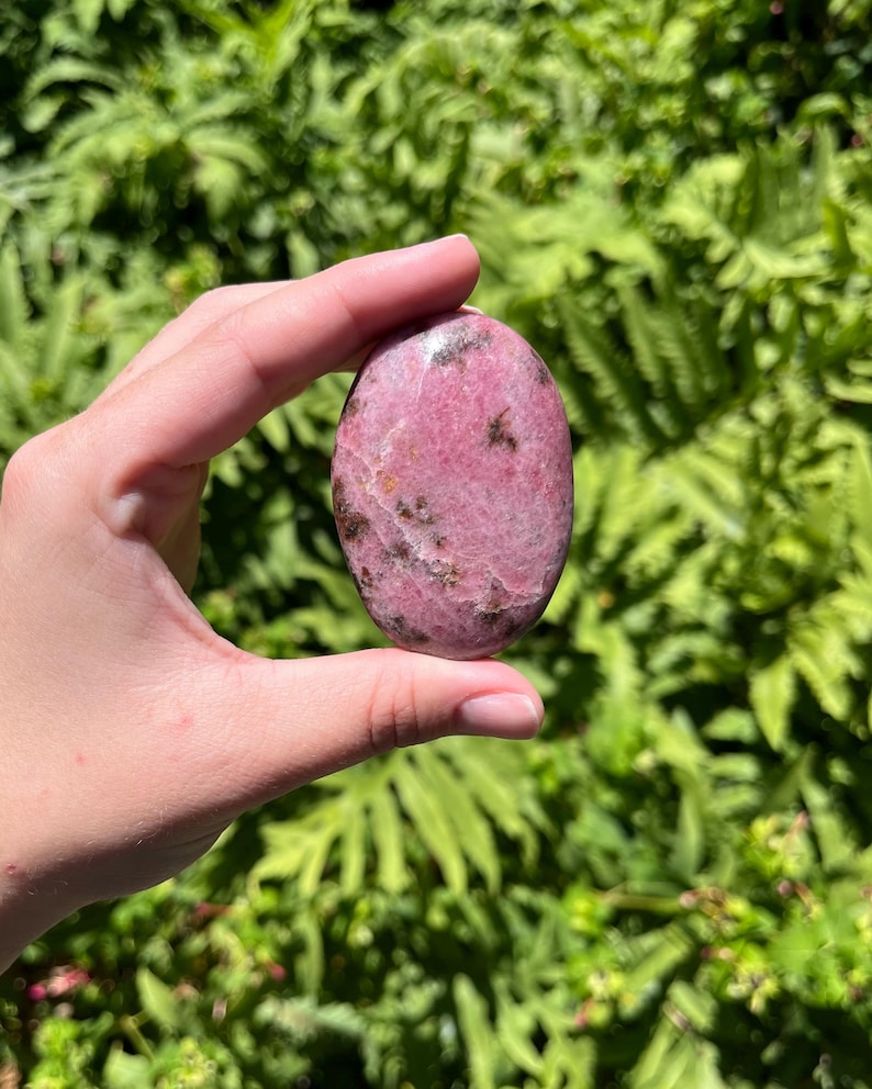 Rhodonite Palm Stones | Crystal Carvings, Worry Stones, Unique, Healing ...