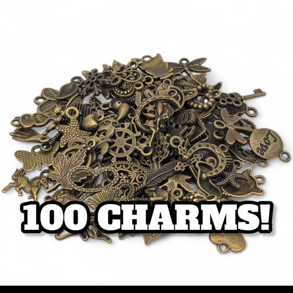 100pcs Mixed Styles Antique Bronze Charms Pendants DIY Jewelry for Necklace Bracelet Making