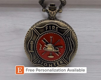Reloj de bolsillo de bronce para bomberos, regalo para socorristas, bomberos jubilados o graduados.