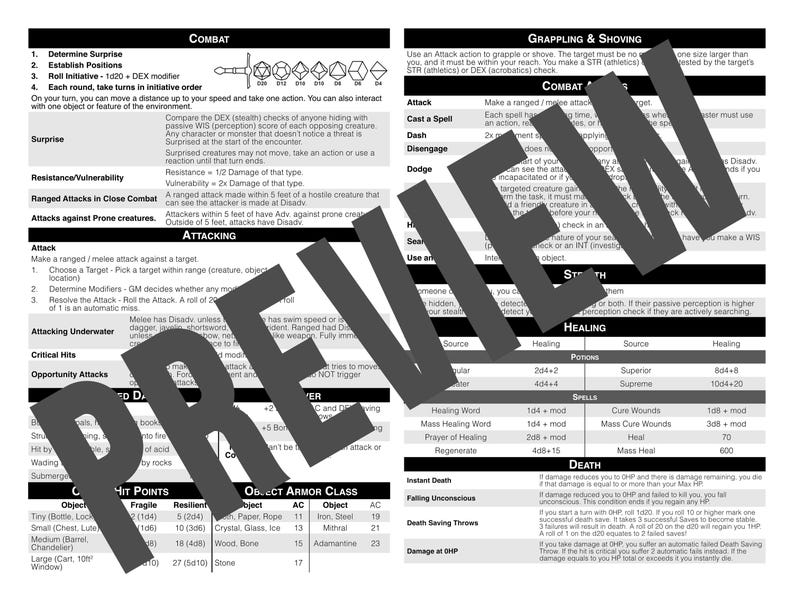 Simply the Best (landscape) DM Screen Inserts for 5e - 4x 8.5x11 Letter ...