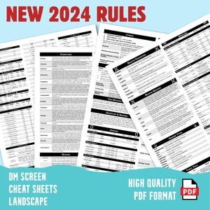 ¡Reglas 2024! - Simplemente los mejores insertos de pantalla DM para 5.ª edición - 4 x 8,5 x 11 tamaño carta imprimibles - Descarga digital - PDF de alta calidad