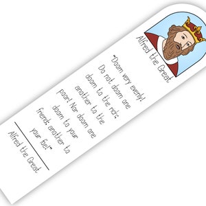 Alfred the Great Printable Bookmarks A4, Letter Size King of Wessex ...