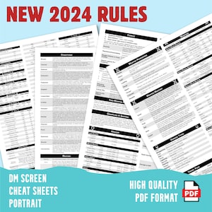 2024 Rules! - Simply the Best DM Screen Inserts for 5e - 4x 8.5x11 Letter Size printable - Digital Download - HQ PDF