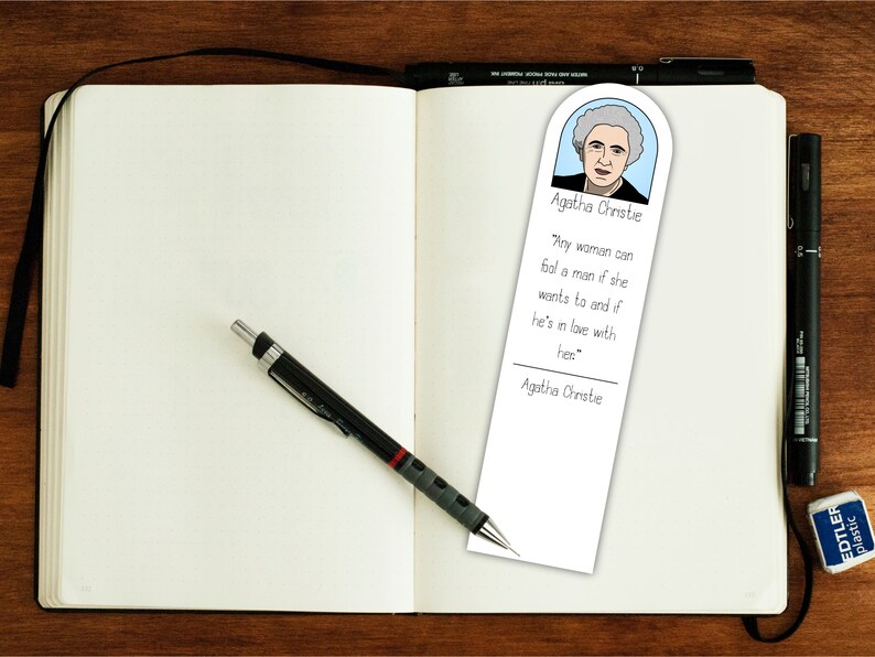 Agatha Christie Printable Bookmarks A4, Letter Size Best Selling Mystery Writer, Great Gift, Low ...