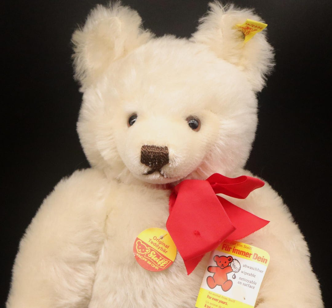 Vintage Steiff Teddy Bear – 15” Cream Plush – Original Tags – Germany ...
