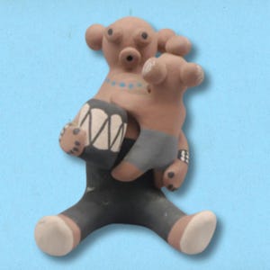 Signed Pueblo Storyteller Pottery Figure Uaroi Suma 6in Native American Style Clay Folk Art Southwestern Sculpture