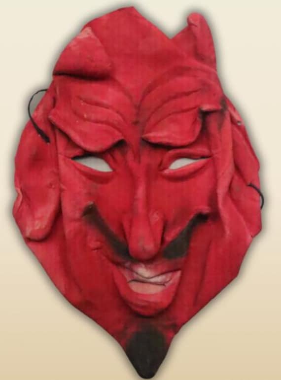 Rare Vintage Red Devil Halloween Mask 1950s Latex Horror Costume Mask Creepy