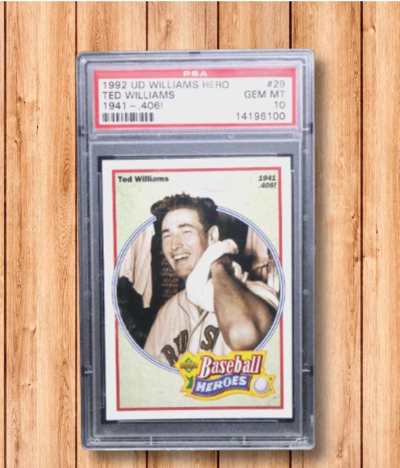 PSA 10 Ted Williams 1992 Upper Deck 406 Heroes #29 GEM MINT Graded Baseball Card Boston Red Sox Hall of Fame Collectible Vintage Sports Card image 1