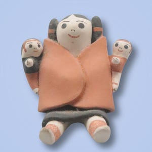 Signed E Suina Cochiti Pueblo Storyteller Pottery Figurine Native American Story Teller Doll Children Figure Folk Art