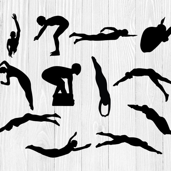 Swim SVG, Swimming SVG, File For Cricut, For Silhouette Cut Files, Swimmer Silhouette Dxf, Png, Svg