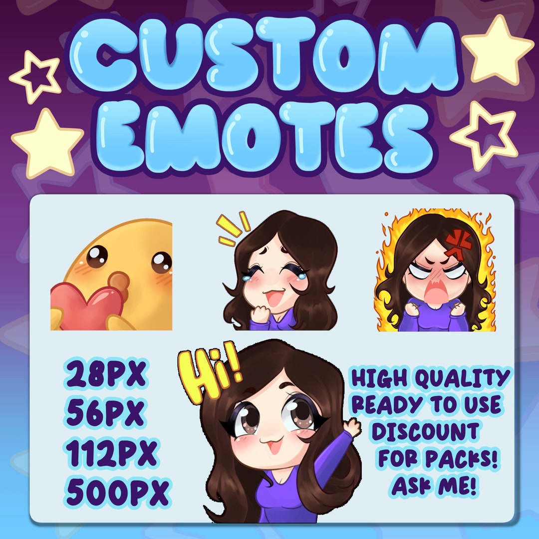 Custom Emotes for Twitch, Youtube, Discord... High Quality Cute Chibi