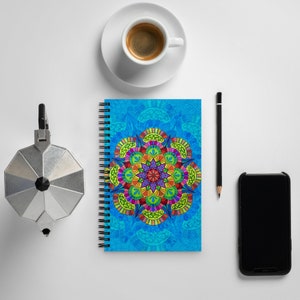 Spiraal notitieboek met Cover Meditation Mandala ontwerp en Back Inspiration Card quote
