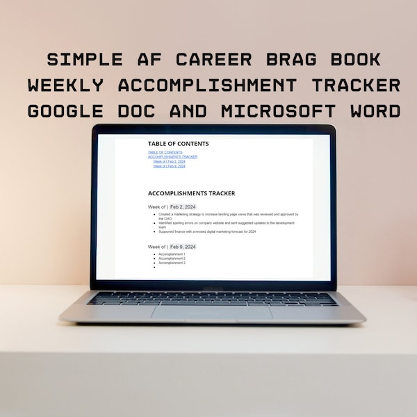 Simple Career Brag Book Accomplishment Tracker