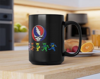 Wyjątkowa kolekcja kubków Vibes Grateful Coffee Dead – idealny prezent dla fanów muzyki i miłośników muzyki, kubki do kawy polecane przez tatę lub mamę, 11 uncji, 15 uncji