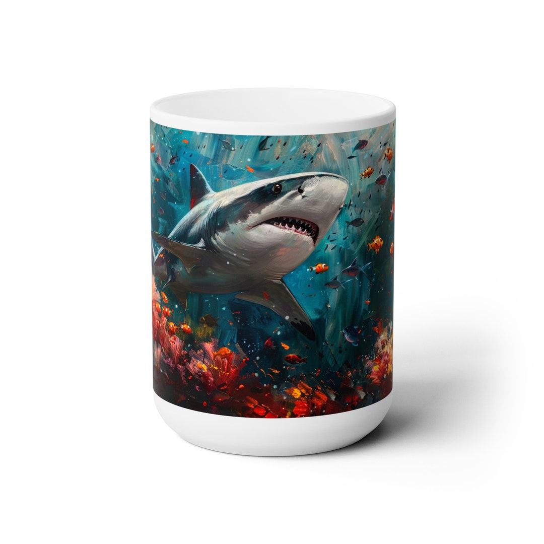 Shark Sea Coffee Mug Colorful Reefs Cup Tropical Fish Coffee Mugs