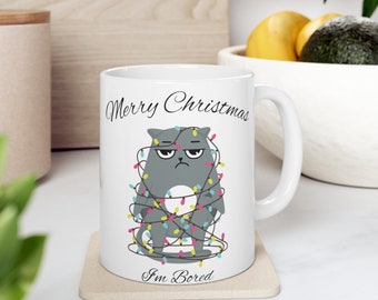 Funny Cat Christmas Coffee Mug, Cat Lover Gift
