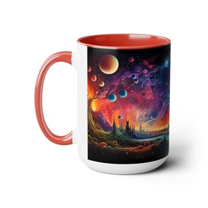 Space Future Galaxies Mug Galaxies Outer Space Coffee Mug Planets Black Psychedelic Astronaut Constellation of Other worlds Galaxy Mug 15 oz