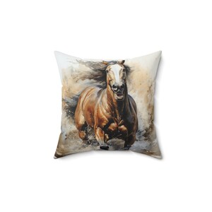 Rennend paard gesponnen polyester vierkant kussen decoratief gooien Micozyshop Boho Home Decor Schattig gesponnen kussen
