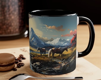 Scenic Horse Mug, Equine Landscape Coffee Cup