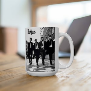 Classic Beatles Coffee Mug John Lennon Paul Mccartney Gift for Her Ceramic 15oz Rock Band Mug
