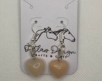 Quartz Earrings Dangle Pink Silver Heart Drop Gemstone Genuine Quartz Boho Earring Hand Crafted