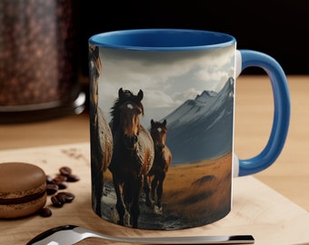 Taza de café con paisaje ecuestre del oeste, regalo para amantes de los caballos