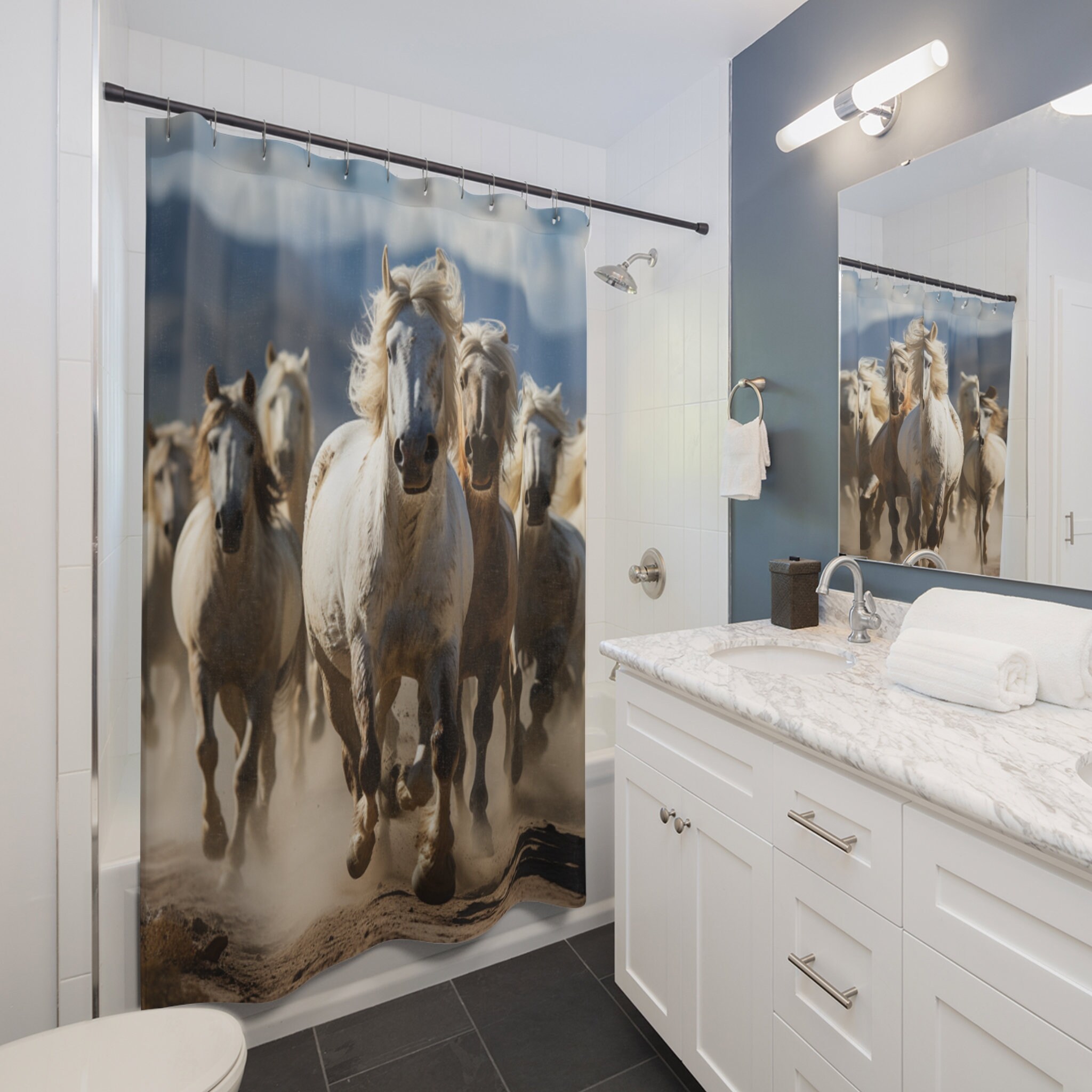 Wild Horses Shower Curtain: Western Equestrian Bathroom Decor - Etsy