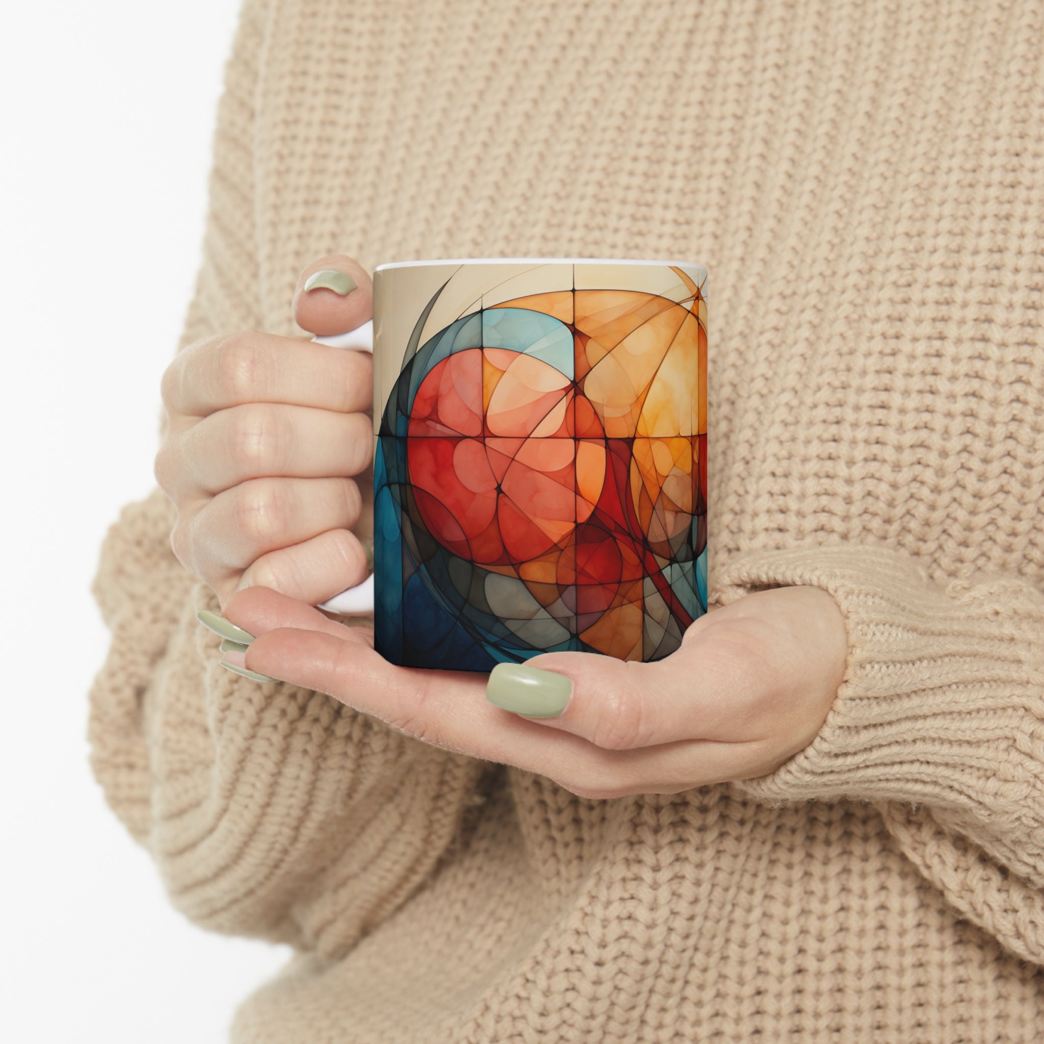 幾何学模様のコーヒーマグ | 抽象芸術の陶器カップ - Etsy 日本