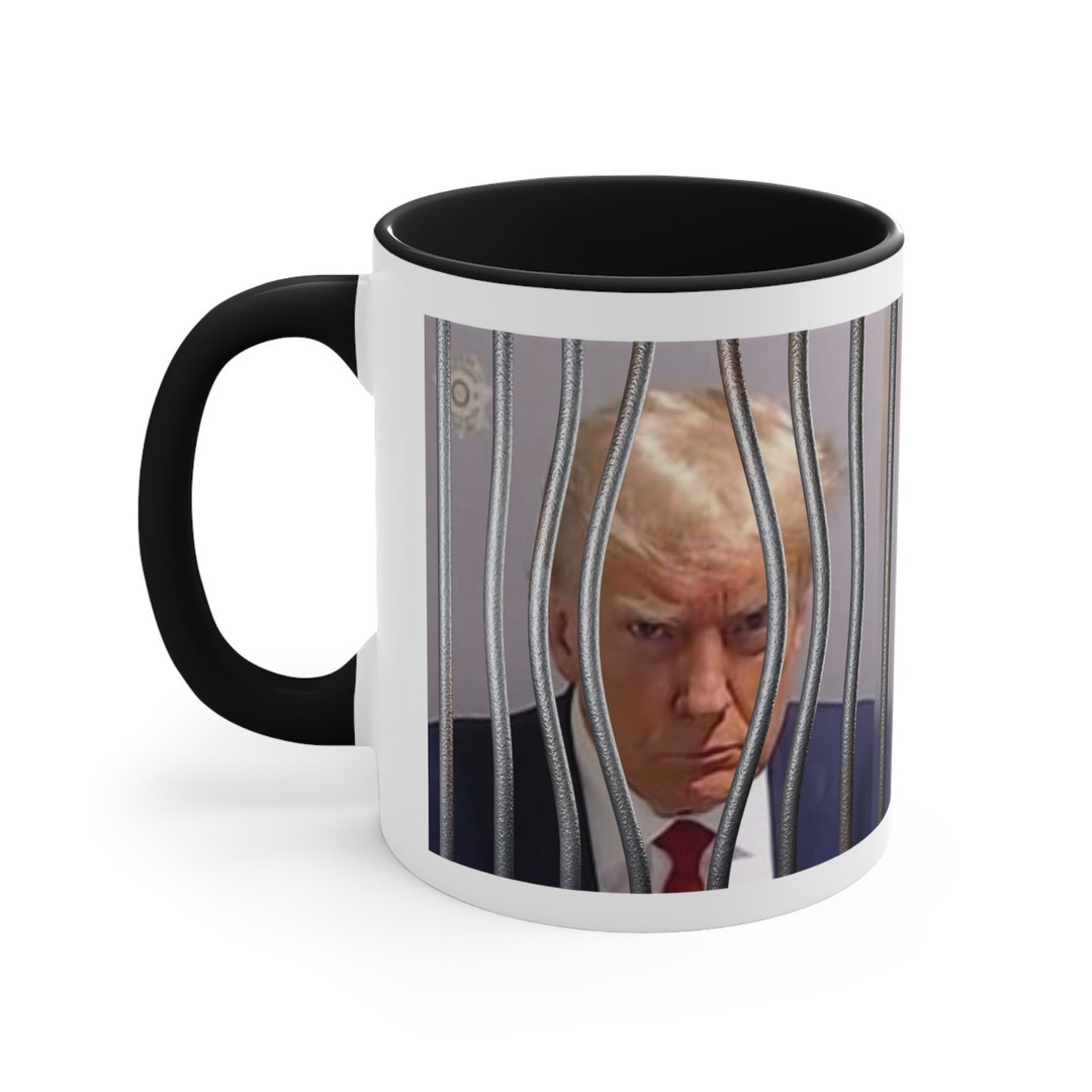 Trump Mugshot Coffee Mug Shot from the White House to the Big House Three Colors Accent Coffee