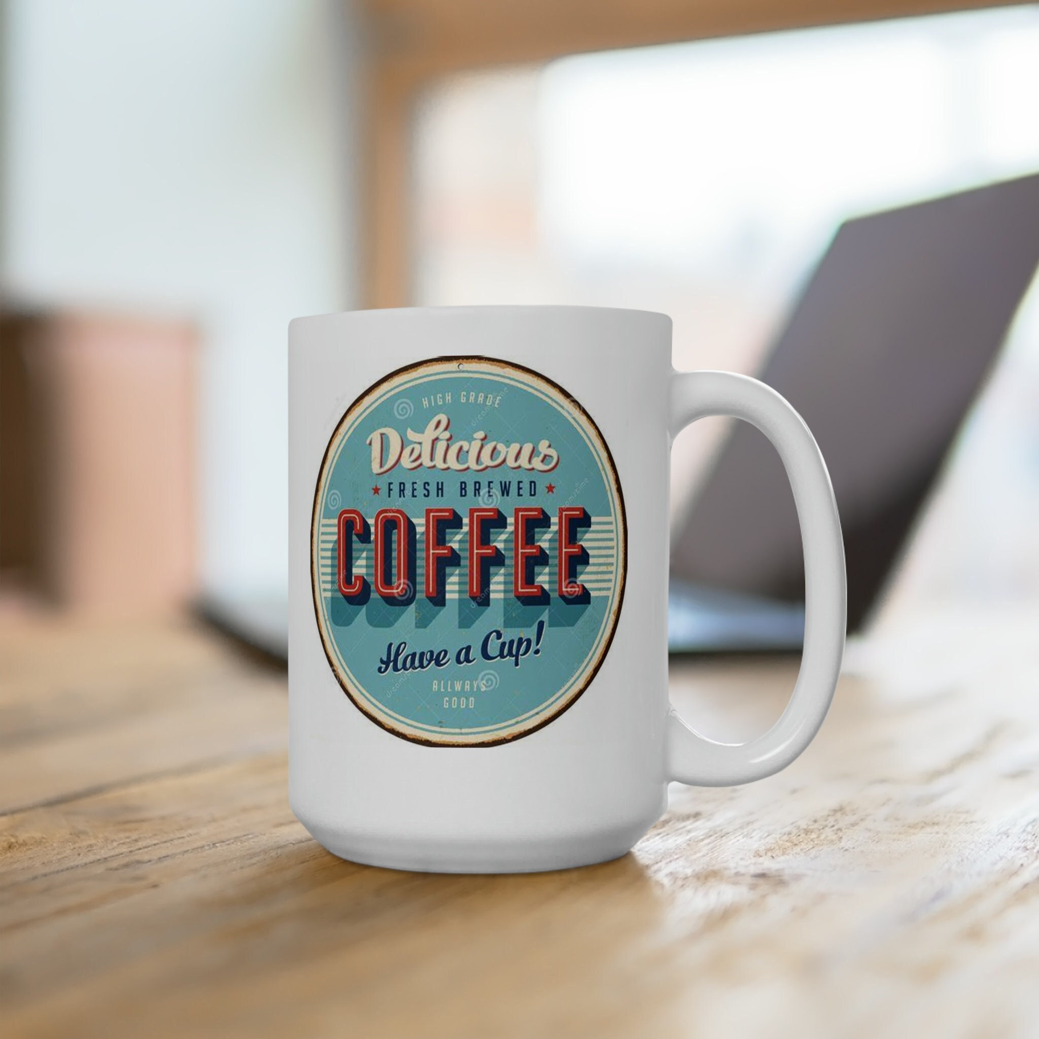 Vintage Coffee Sign Mug, Retro Design, 15oz - Etsy