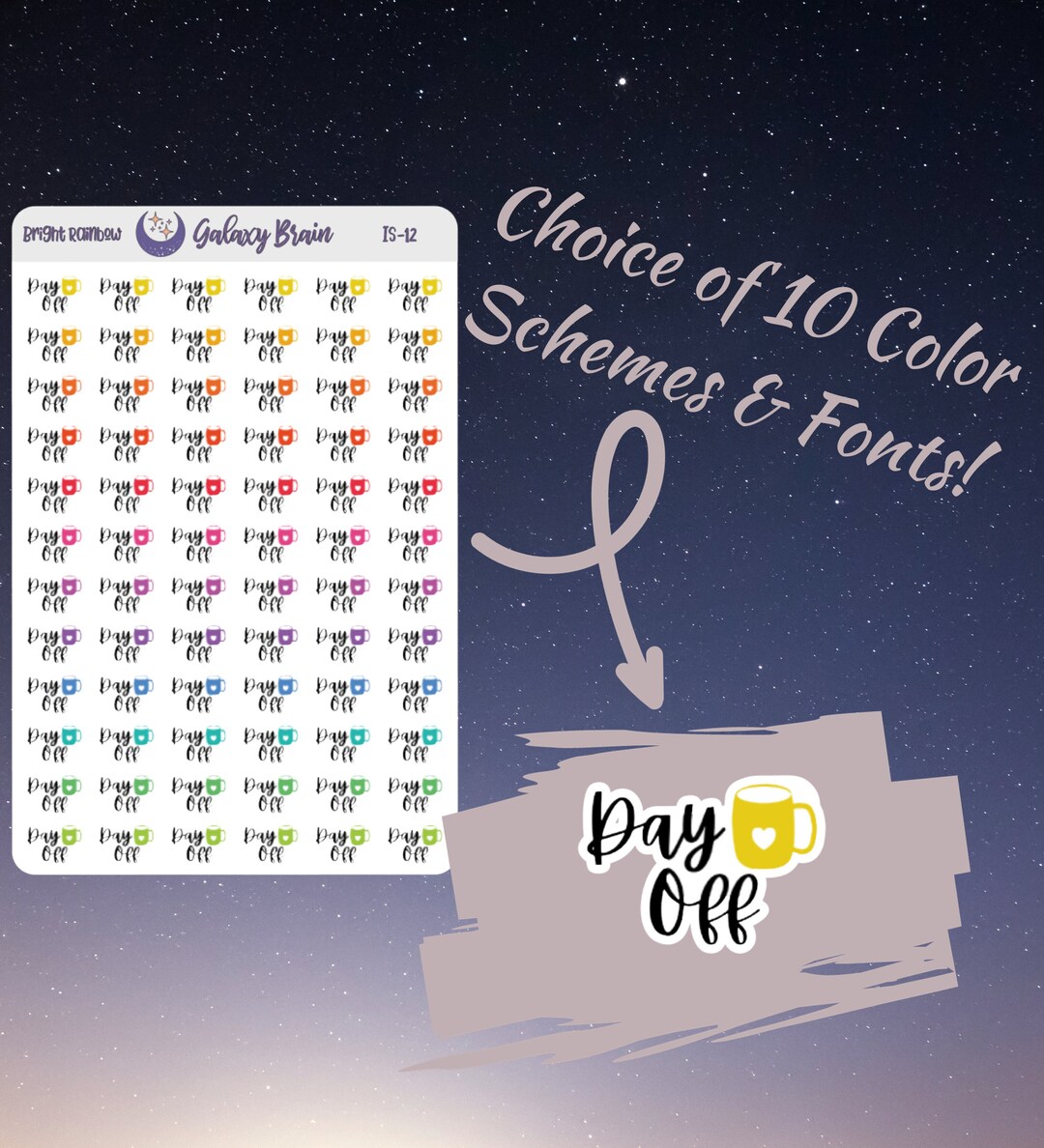IS-12 Day off | Icons W/ Scripts | Functional Planner Stickers - Etsy