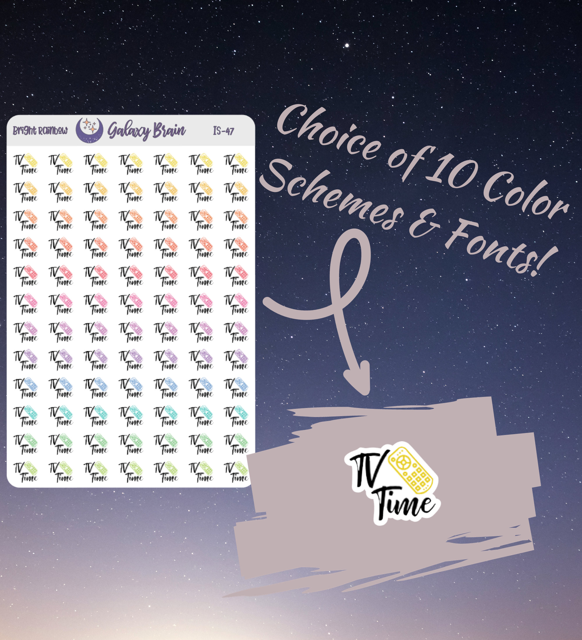 IS-47 TV Time | Icons W/ Scripts | Functional Planner Stickers
