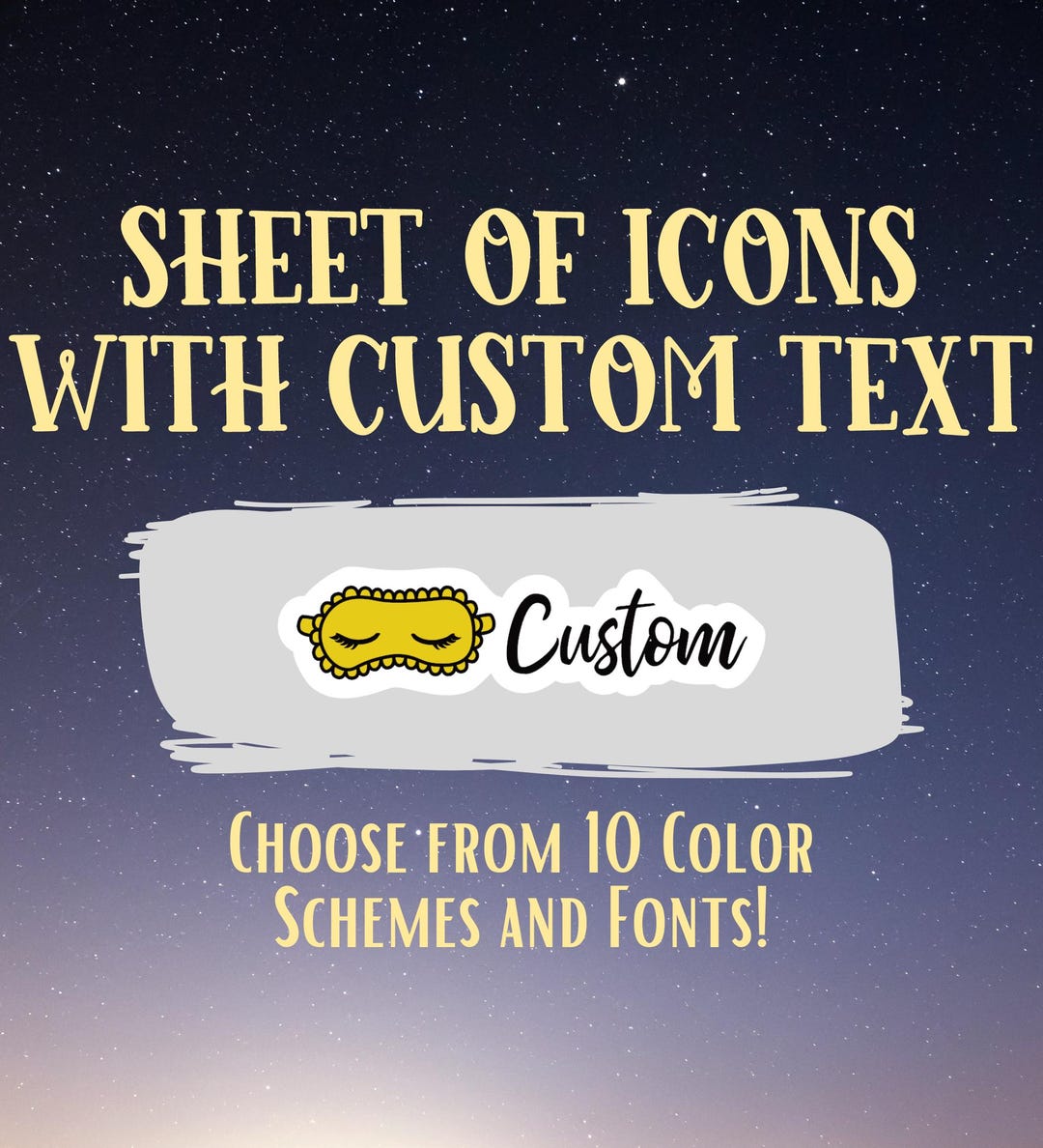 CIC-105 Sleep Mask Icon W/ Custom Text | Icons W/ Scripts | Functional ...