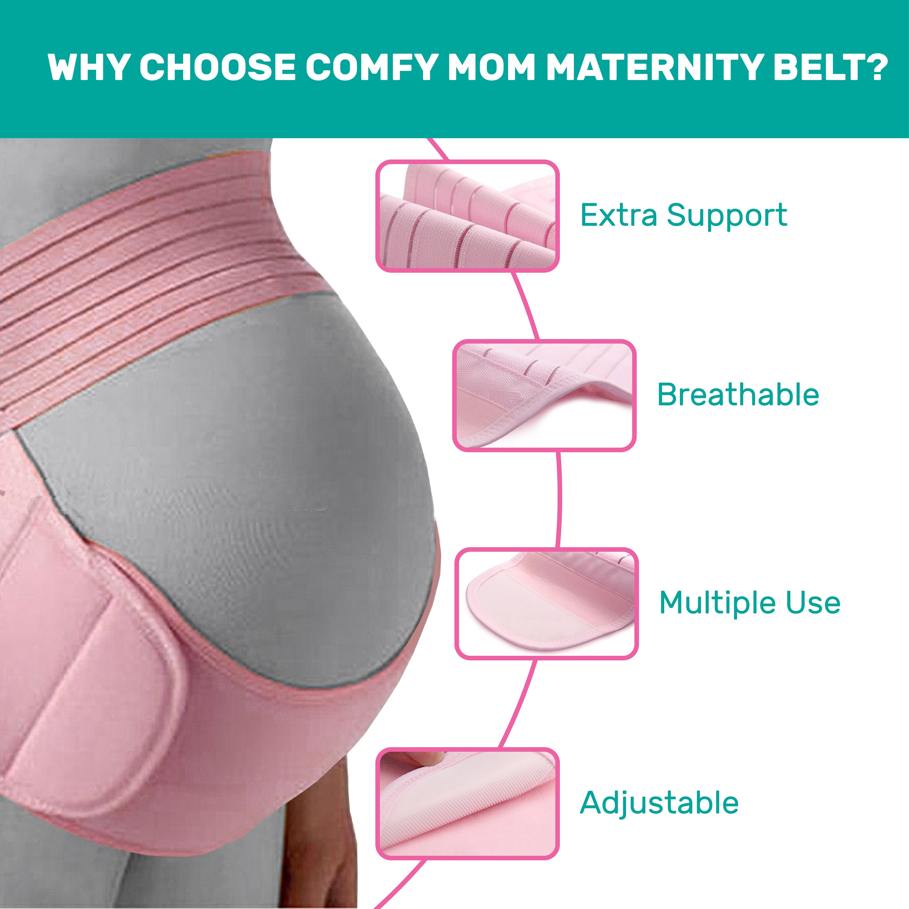 Pregnant Women Belts Adjustable Waist And Belly Strap Pregnancy Reduce  Discomfort & Pain Pink Grey Maternity Accessories