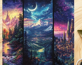 Jigsaw Puzzle, Maasverse Puzzle of Velaris, Terrasen, and Lunathion | ACOTAR, Throne of Glass, Crescent City Puzzle | SJM Merch for Book