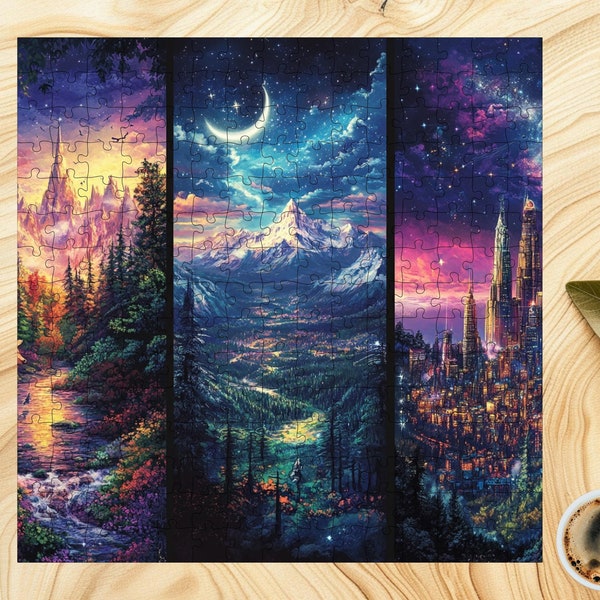 Maasverse Jigsaw Puzzle: Velaris, Terrasen, Lunathion Fantasy Art