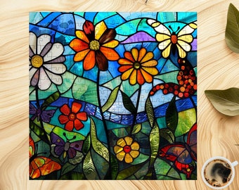 Stained Glass Wildflower Meadow Jigsaw Puzzle - 1000+ Piece