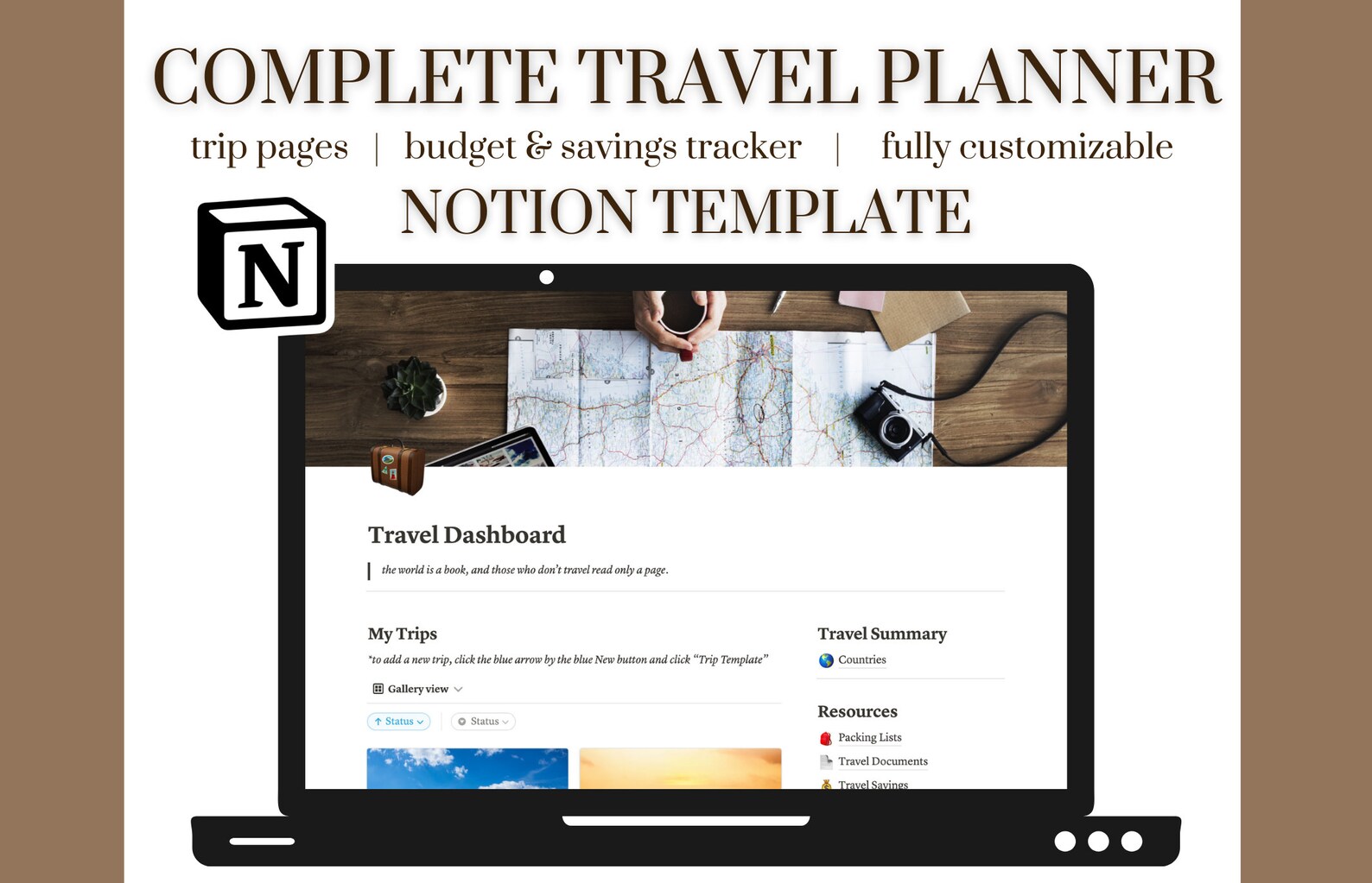 Complete Notion Travel Planner trip Planner Notion Template Etsy