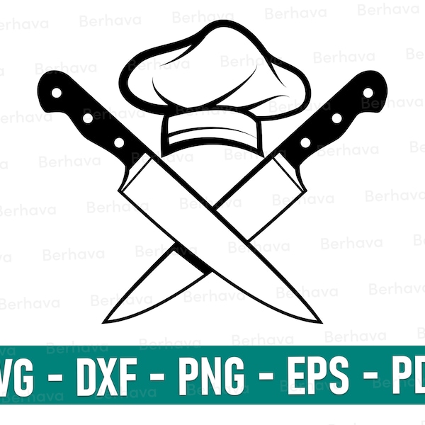 chef Svg, chef Cricut,chef Png,chef Vector clipart,chef svg,Chef Hat svg, Kit Chef Hat and Knives Clipart, Chef Knife Svg, Chef Knife Png,