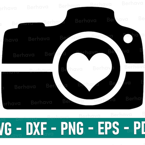 Camera with heart svg/dxf/png/eps/pdf,Photography Cut File, Cute Camera Design, Photographer Saying, Photo Booth Quote, Camera svg