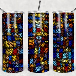 20 oz Skinny Tumbler,  Mosaic Design ,Tumbler PNG Design, Straight & Tapered, Instant Download Digital File