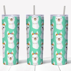 20 oz Skinny Tumbler, Alpaca Tumbler Design , Alpaca Tumbler , Alpaca Tumbler wrap, Straight & Tapered, Instant Download 13