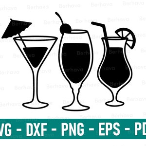 Cocktail Svg , Cocktail Party Svg , Cocktail Silhouette, Cocktail Clipart , Cocktail Design , Drink Svg , Tropical Drink Svg , Glass Svg