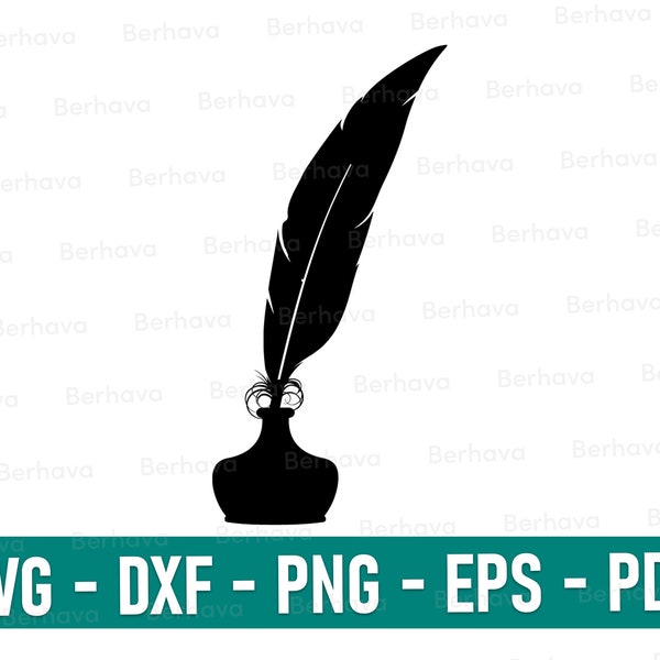 Feather quill ank inkwell svg/png/dxf/eps/pdf, Quill and ink Svg, Quill and ink Cricut, Quill and ink | Digital file for instant download.